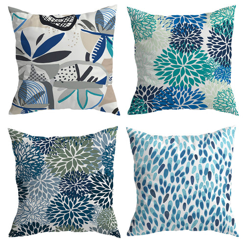 Blooms Blue Cushion Covers 4 Pack Bundle (Save More)