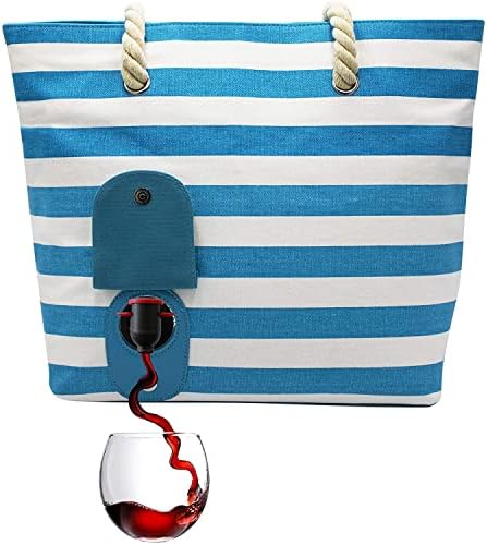 ToteVino™ - Insulated Wine Tote Bag Turquoise Stripes