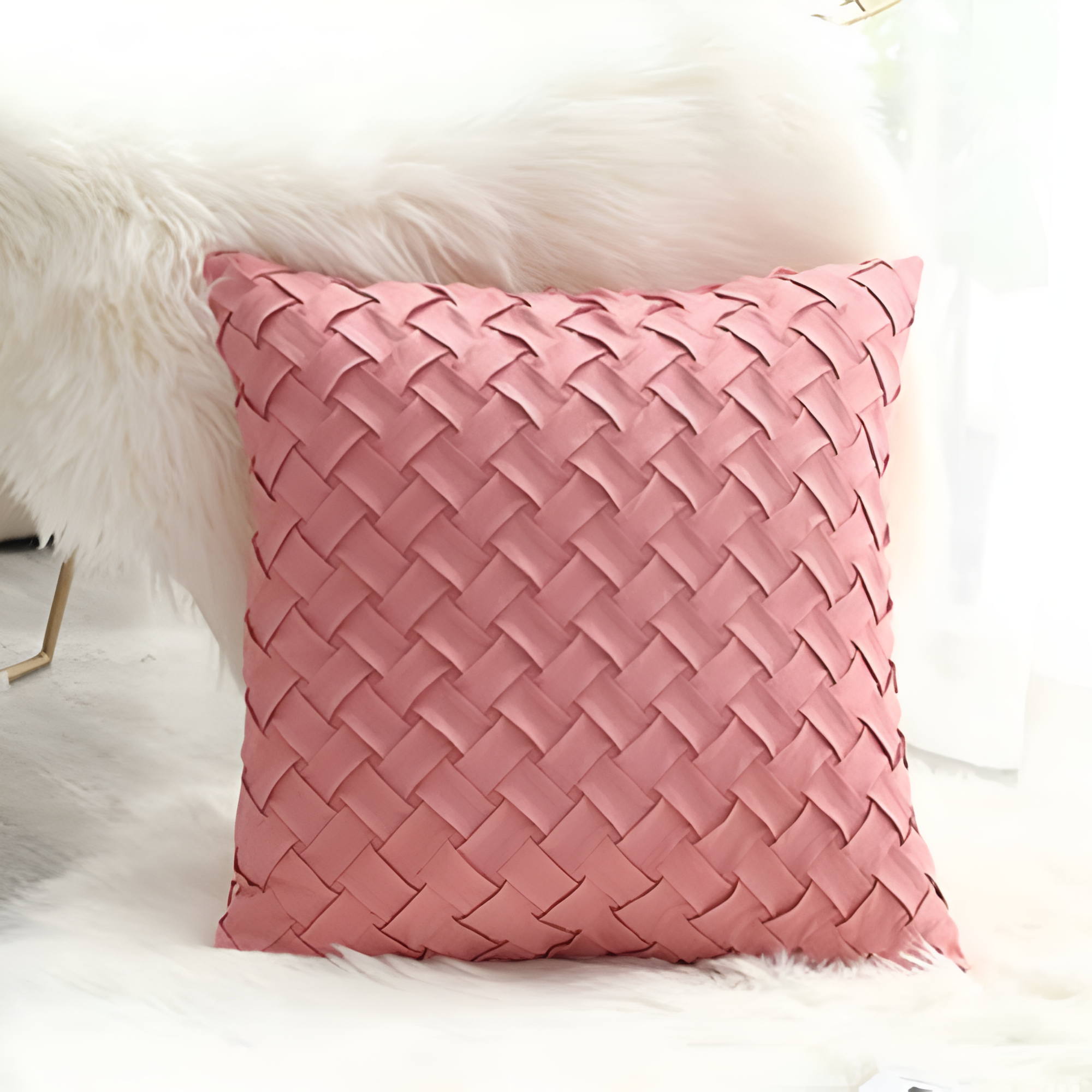 Premium Woven Cushion Covers Pink 18"x18"