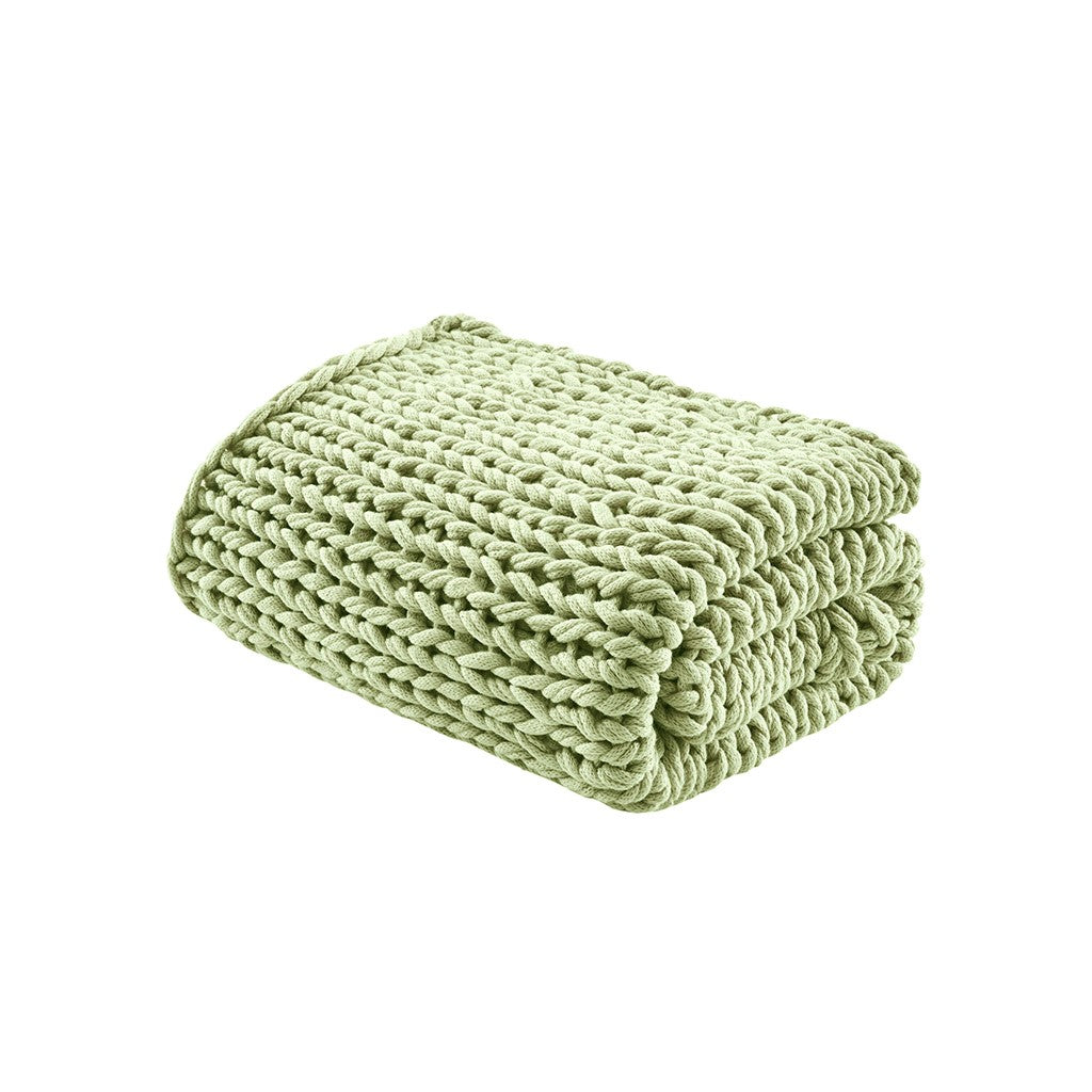 Chunky Double Knit Handmade Throw Blanket 50x60" Sage Green