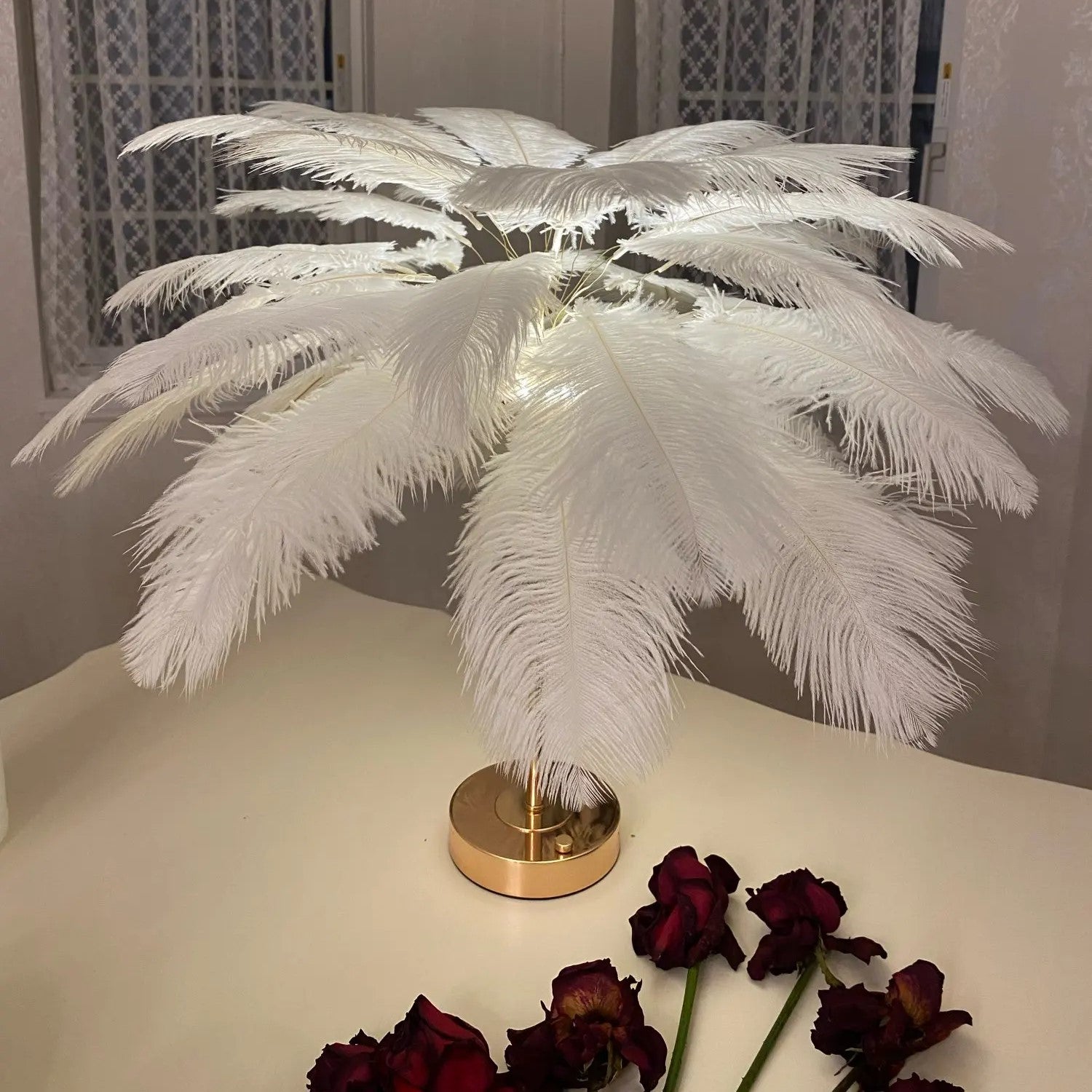 Luxury Ostrich Feather Table Lamp