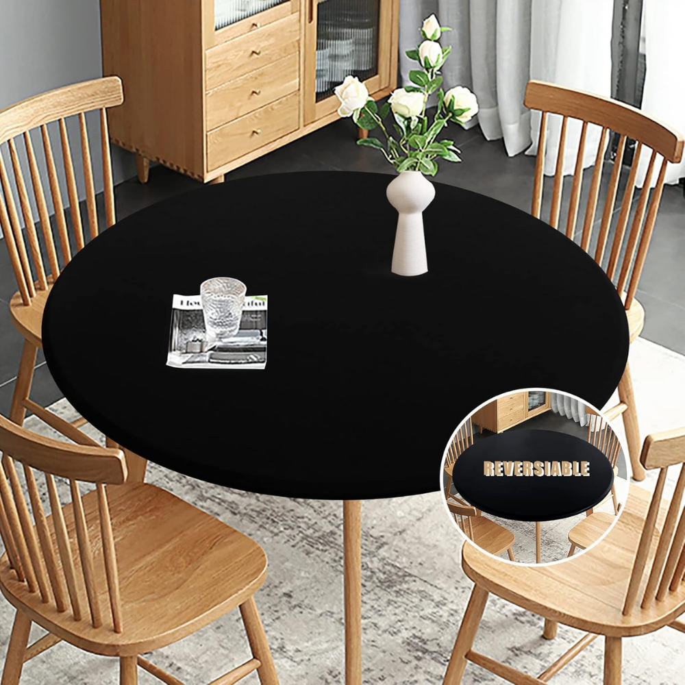 Round Fitted Table Cloth Black