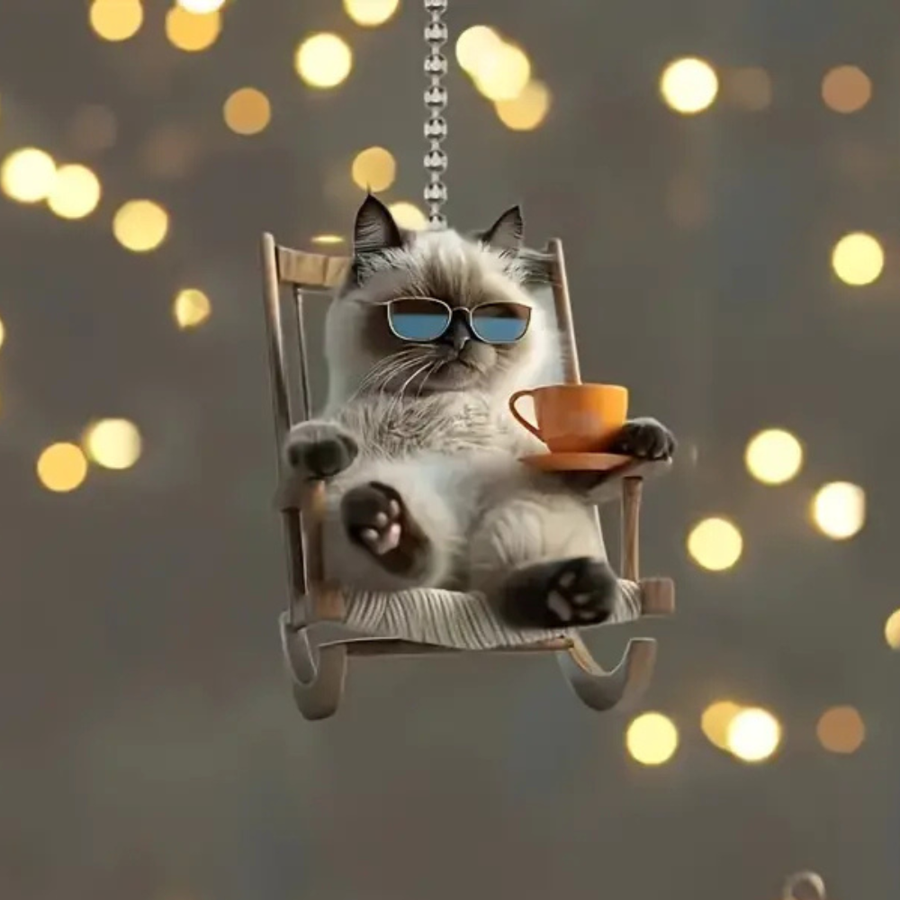 Hanging Cat Ornament Cool Cat