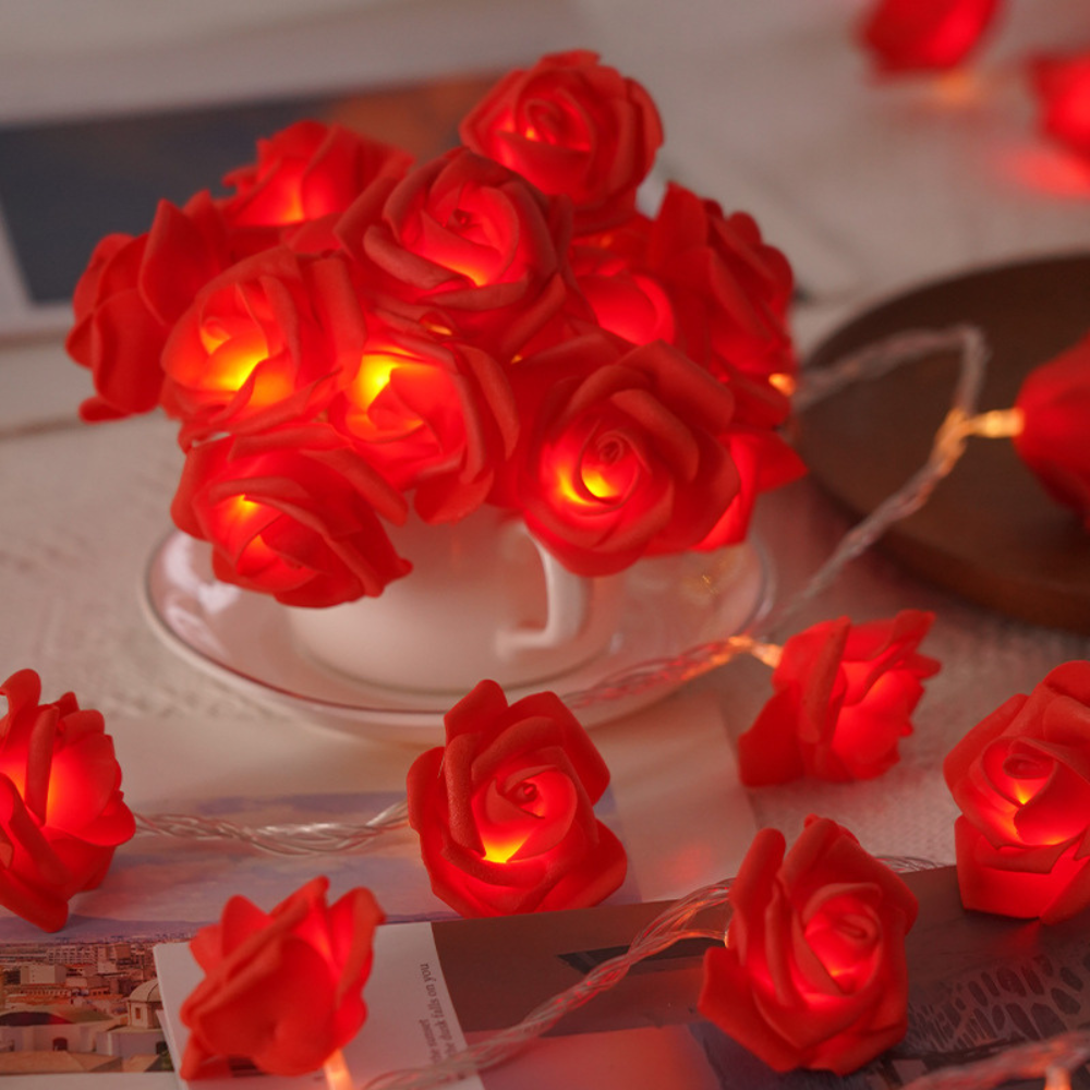 Rose Flower Lights String Red