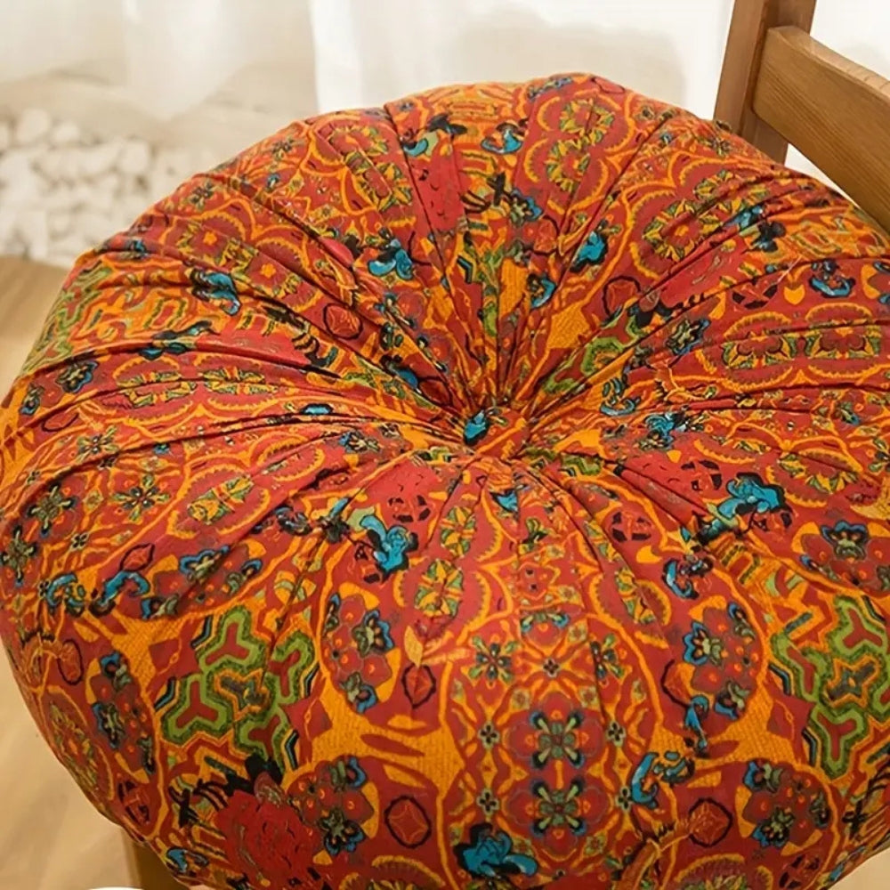 Moroccan-Inspired Plush Meditation Cushion Orange 20"