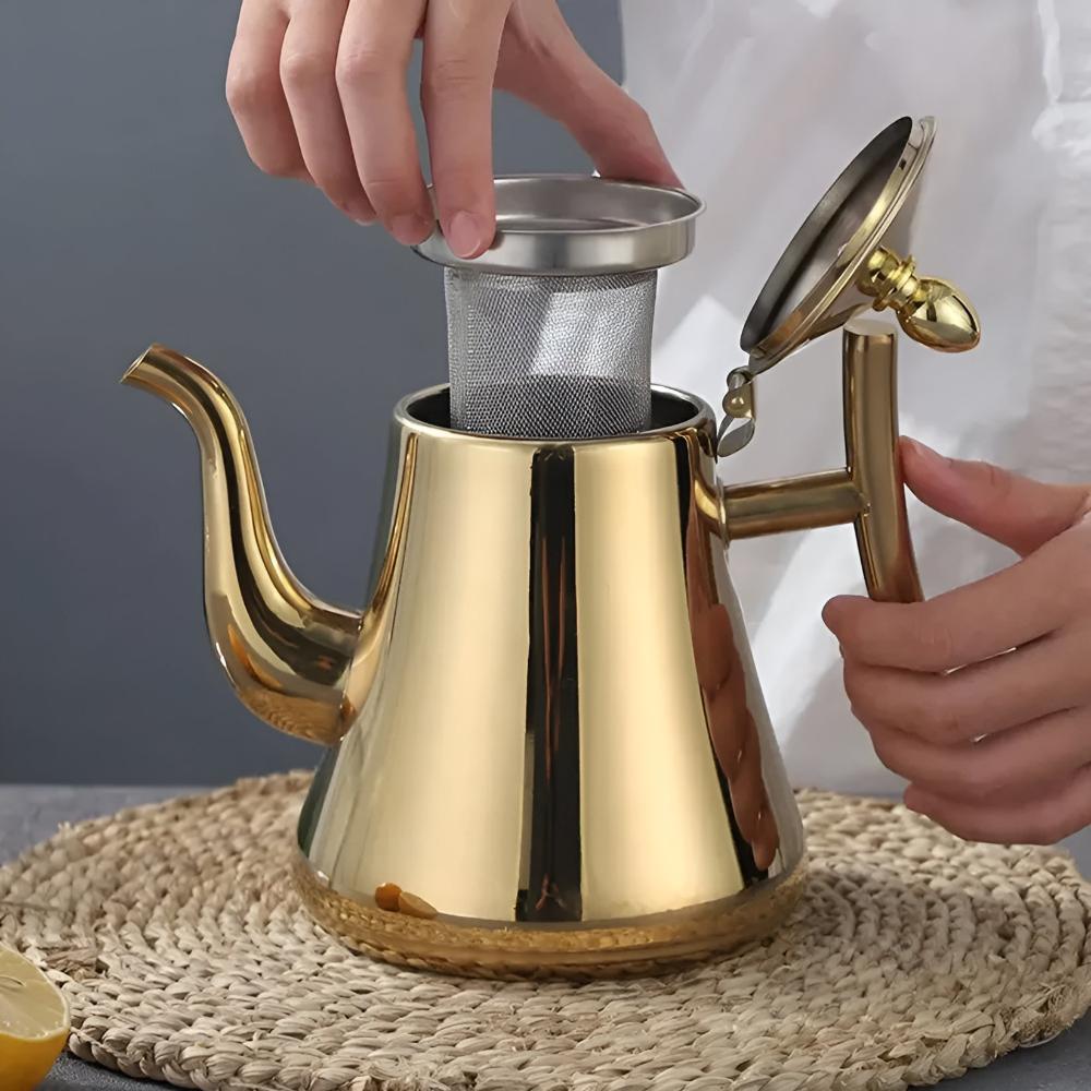 Stainless Steel Kettle with Built-in Filter Gold
