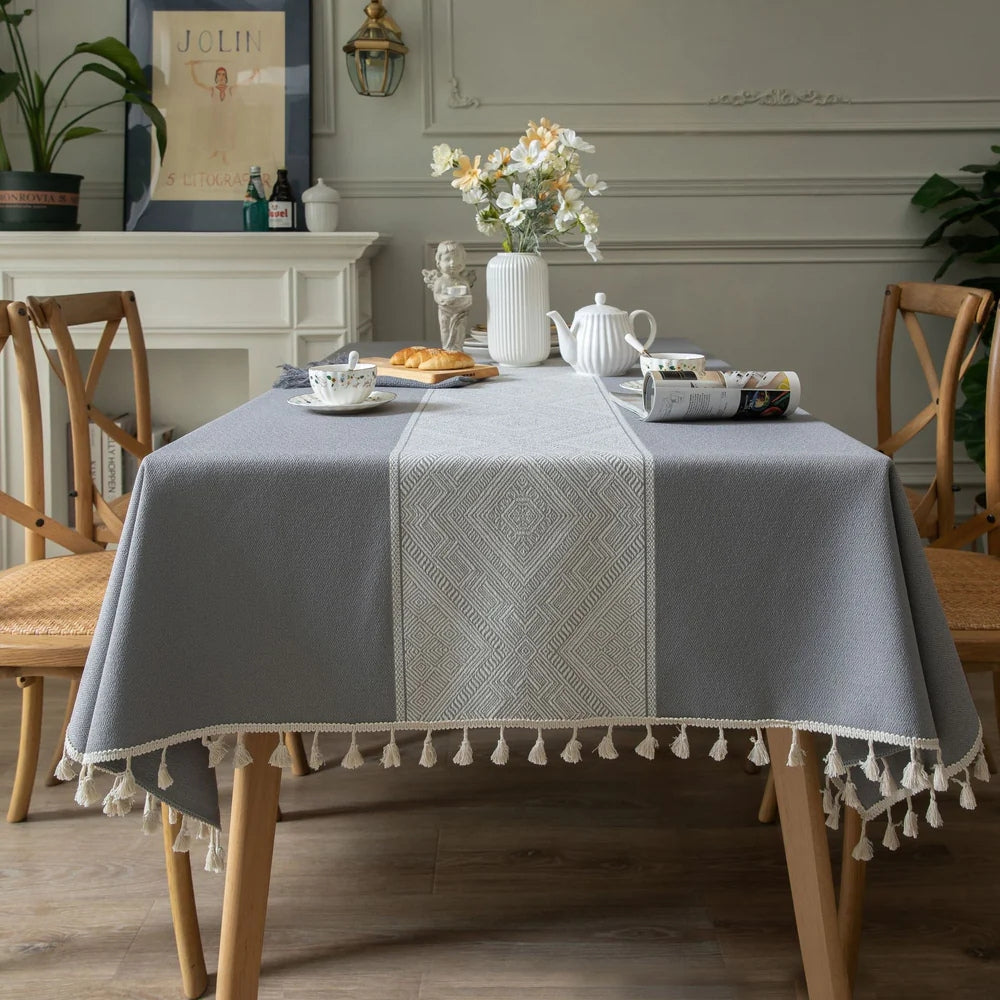 Glisstra Geometric Tassel Tablecloth Lavander