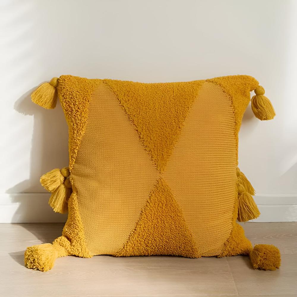 Tassel Touch Cushions Mustard Yellow