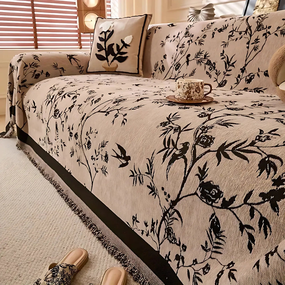 Ormel Elegant Chenille Sofa Cover Garden Beige