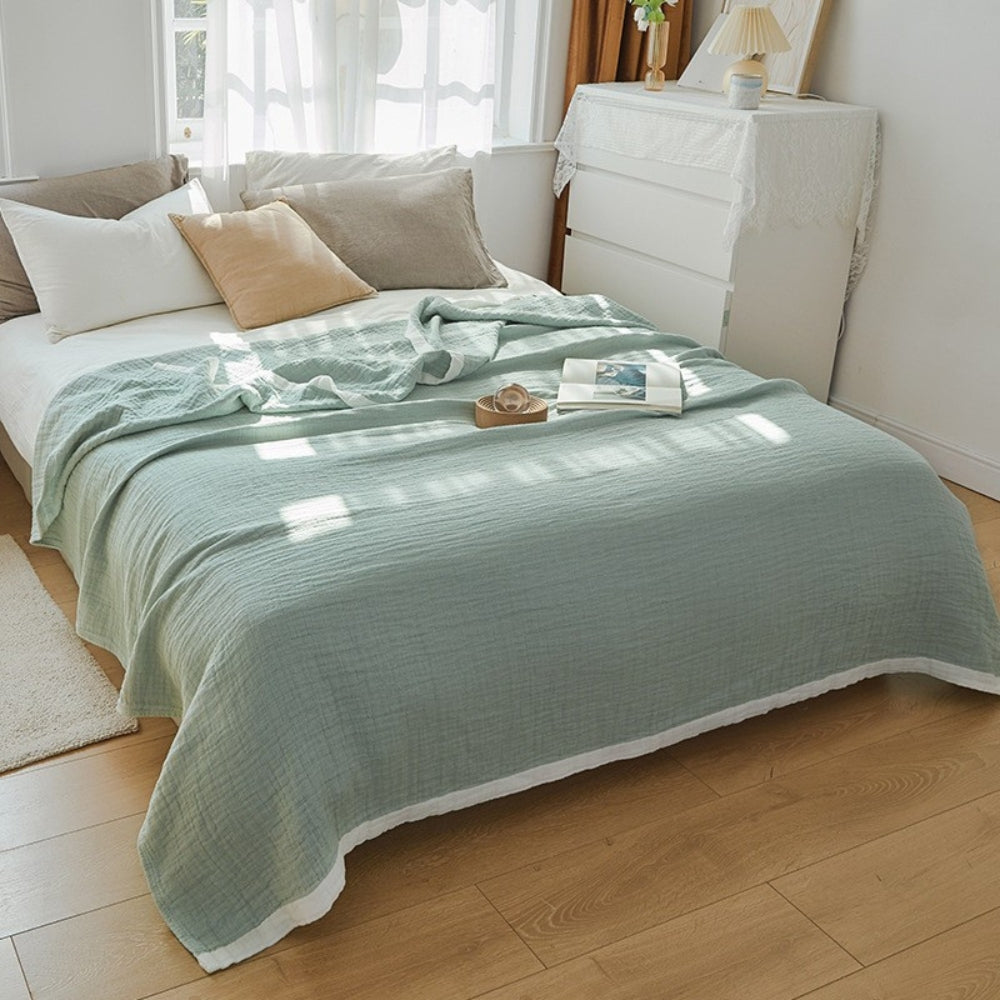 Deluxe Muslin Cotton Multi-Layer Blanket Mint Green