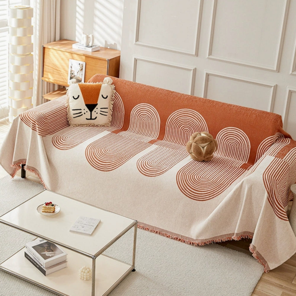 Lyra Chenille Sofa Cover Sunset Terracotta
