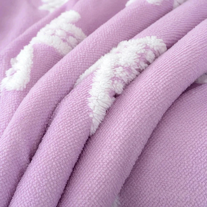Sherpa Fleece Winter Blanket - Bowknot Design