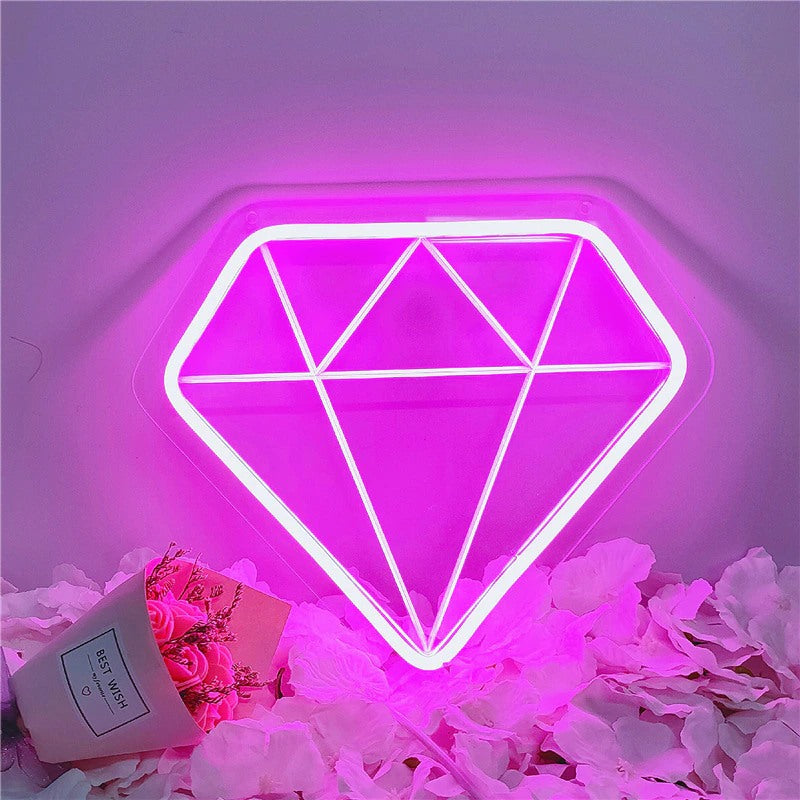 Aesthetic Neon Sign Diamond Pink