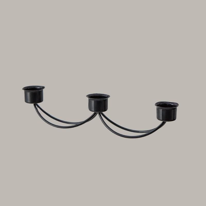 Mondrian Metal Taper Candle Holders and Candelabras Black 3-Arm Candelabra