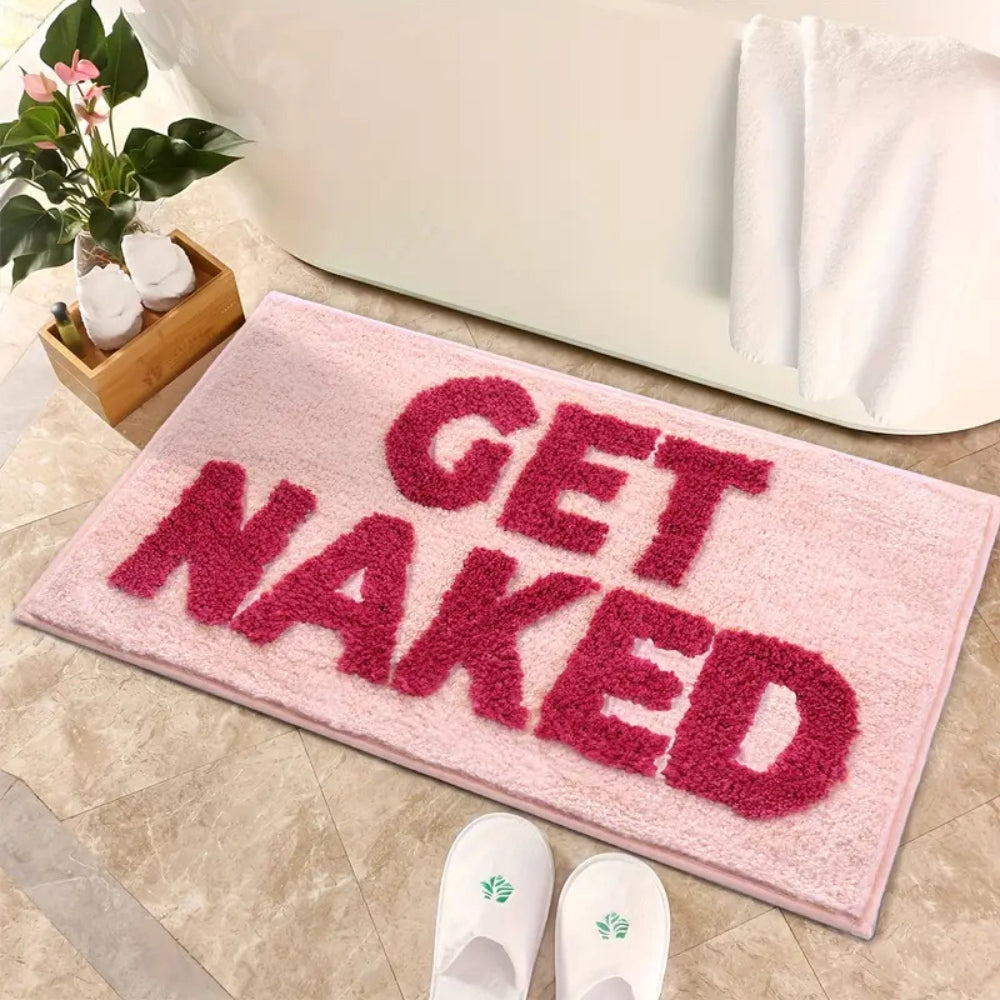 "Get Naked" Funny Bathroom Mat Blush Bare