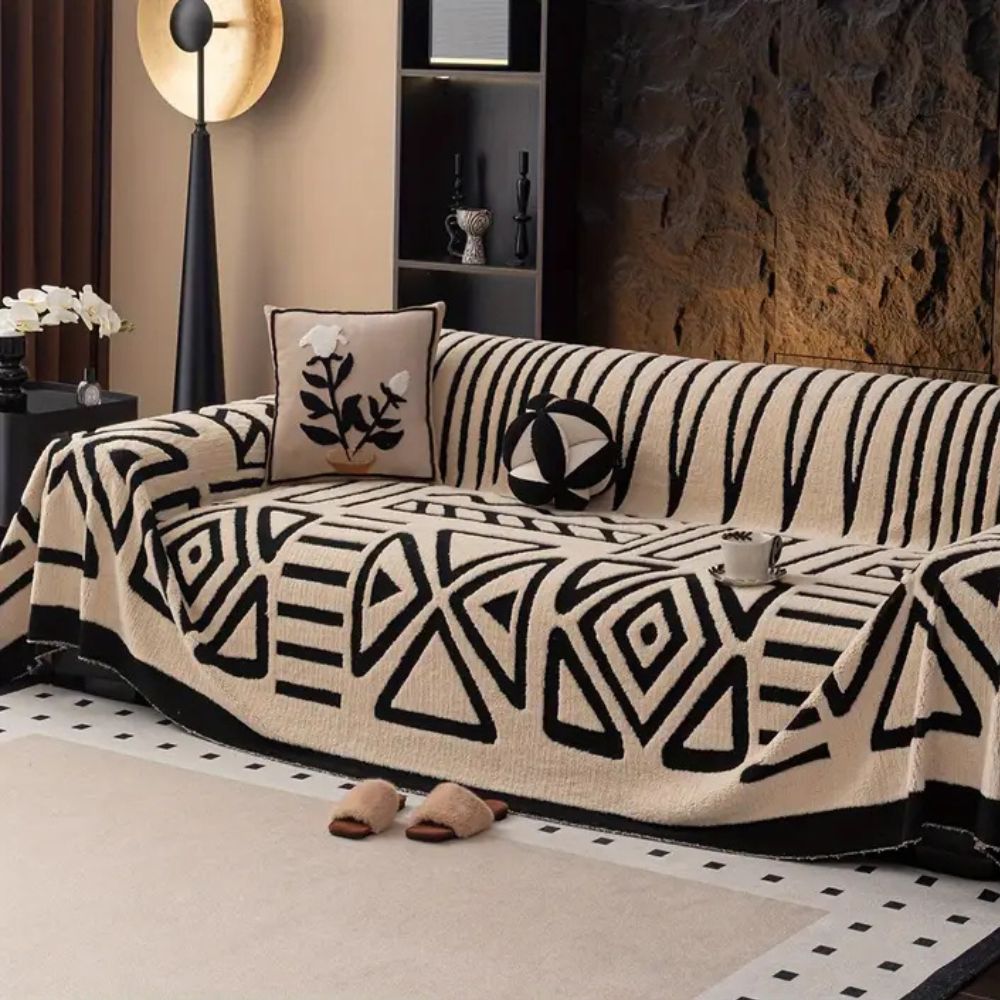 Luxury Urban Maze Sofa Cover Sand Ivory