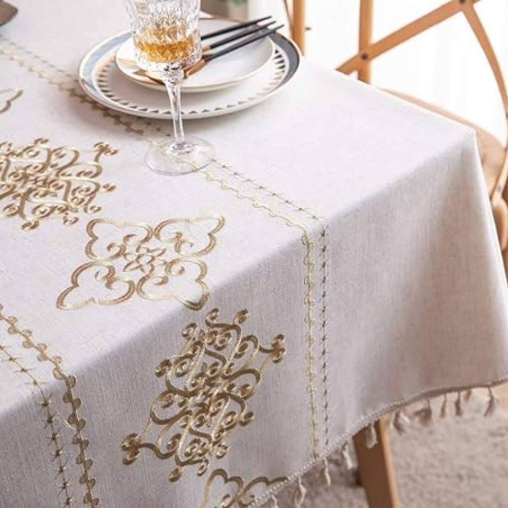 Sorella Luxe Embroidered Tablecloth Beige Grace