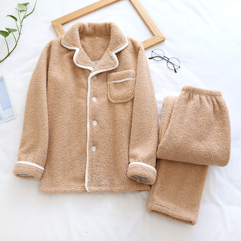 Fleece Winter Pajamas Set for Men & Women Khaki (Women's)