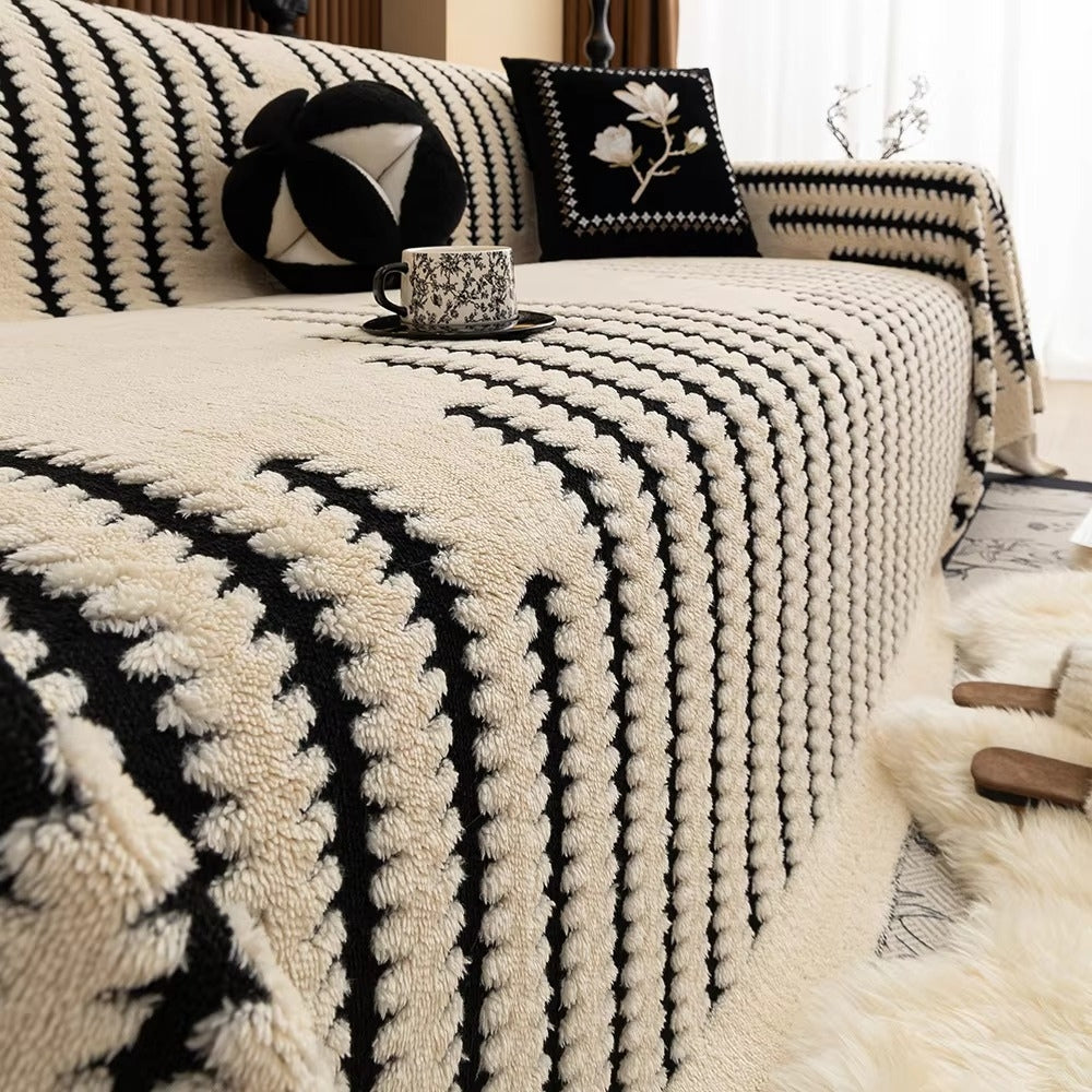 Heritage Plush Tufted Sofa Cover Ivory Contrast