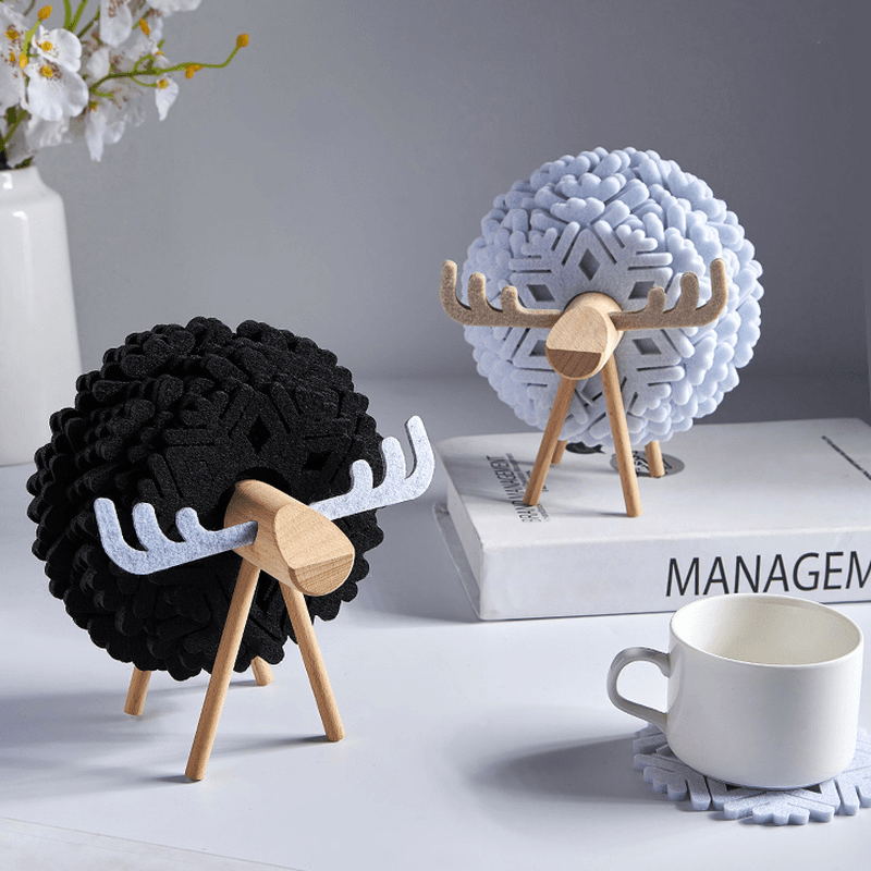 Alma Elk 12-Piece Coaster Set Black