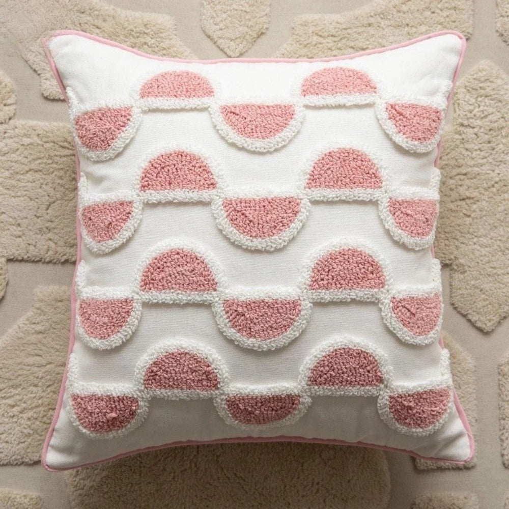 Tassel-Trimmed Boho Floral Cushions Wave Cotton Candy 18"x18"