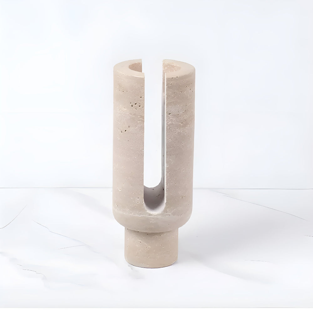 Eclipse Marble Candle Holder Travertine Beige