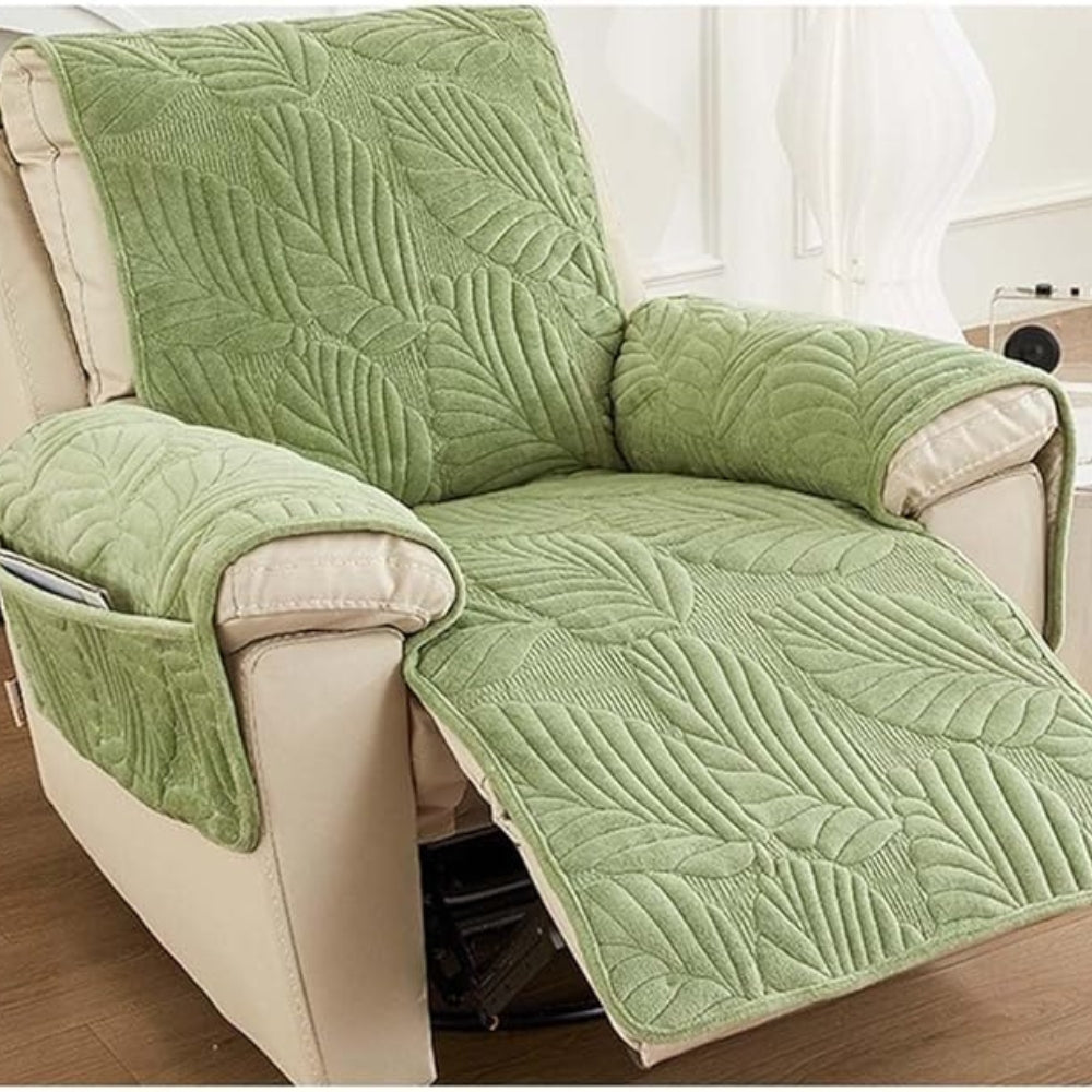 Verdant Leaf Pattern Recliner Cover Green 24"x88.5"