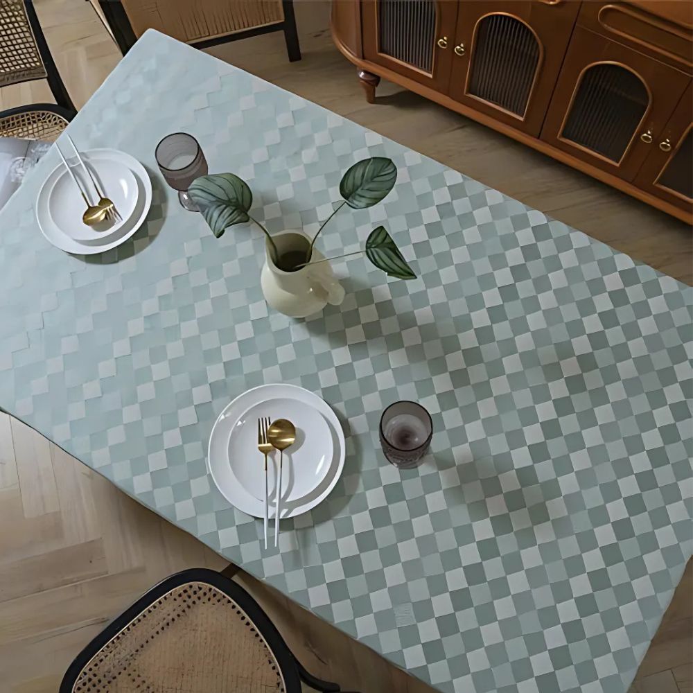 Heritage Checkered Tablecloth Sage Green