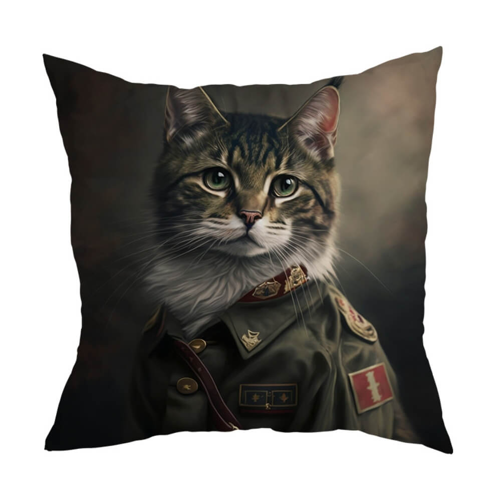 Military Animals Cushion Cover Cat Stripe