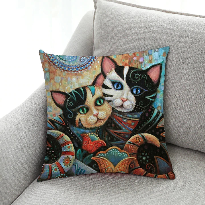 Kitty Oil Painting Cushion Covers