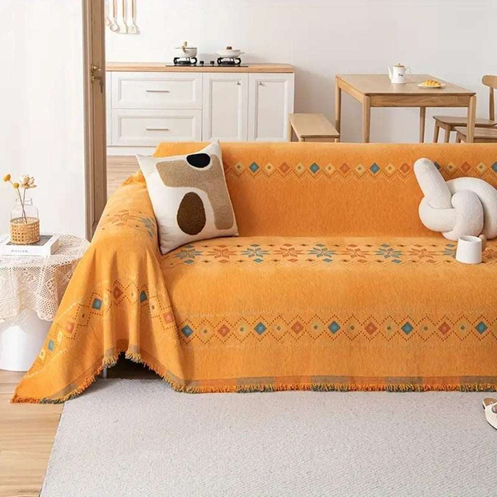 Stylish Boho Sofa Cover Orange