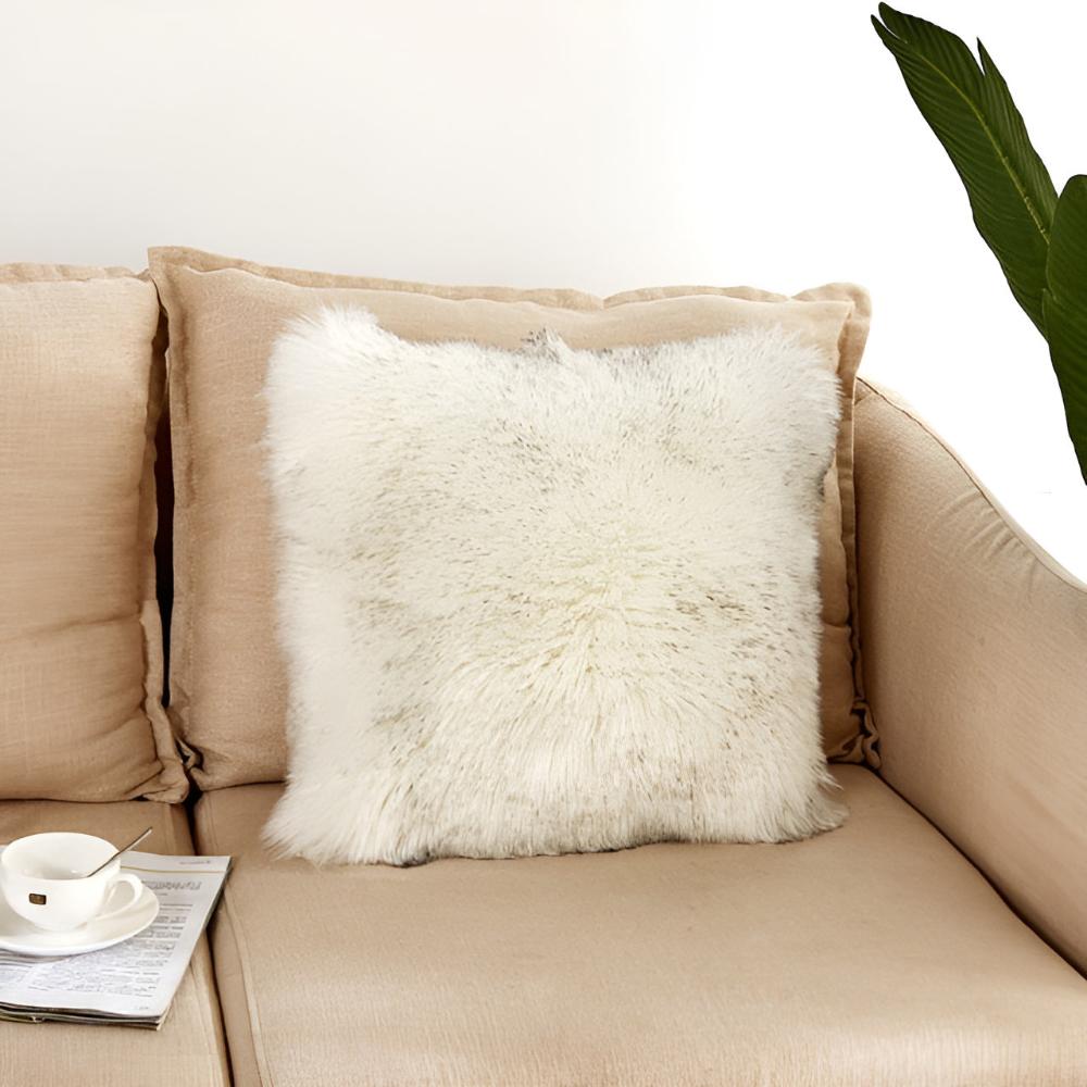 Furry Cushion Covers Cream with Midnight Accents