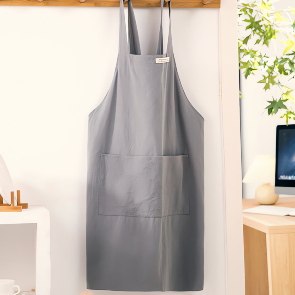 Minimalist Cross-Back Apron Grey