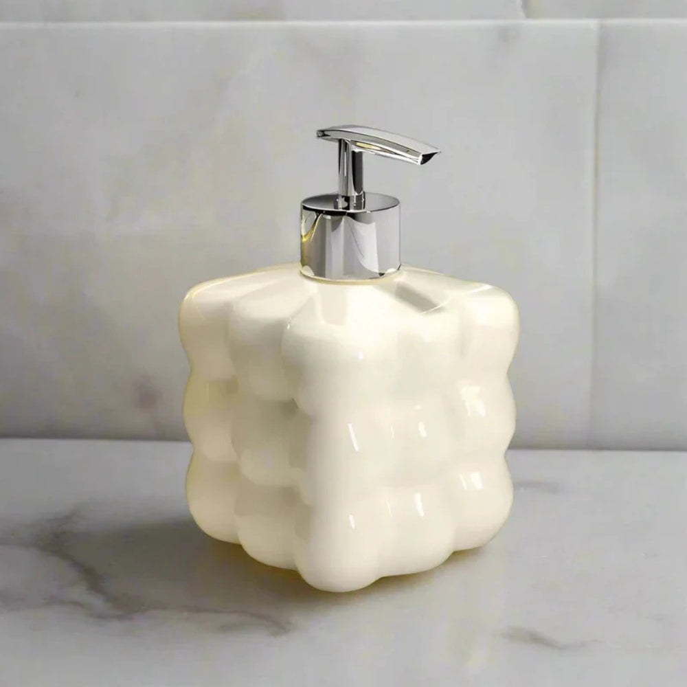 Puff Bubble Ceramic Soap Dispenser Ivory Cloud