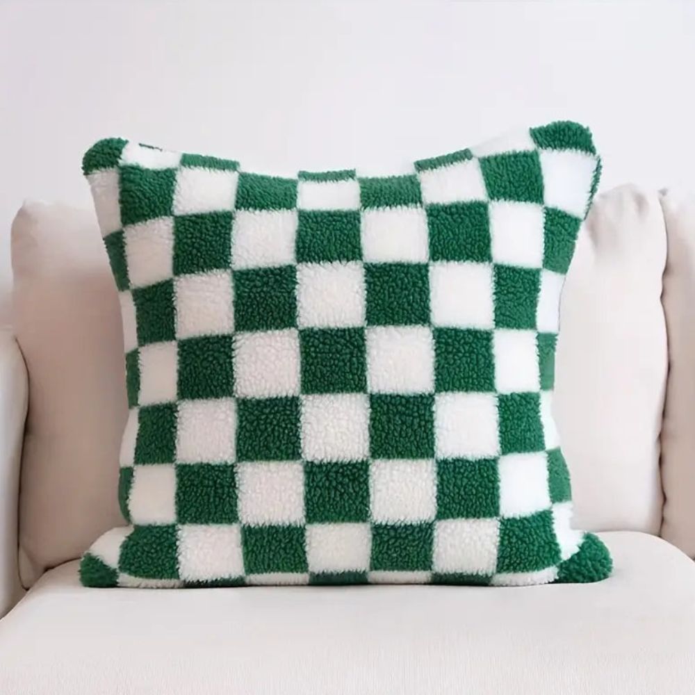 Fluff Mate Cushion Cover Evergreen Check
