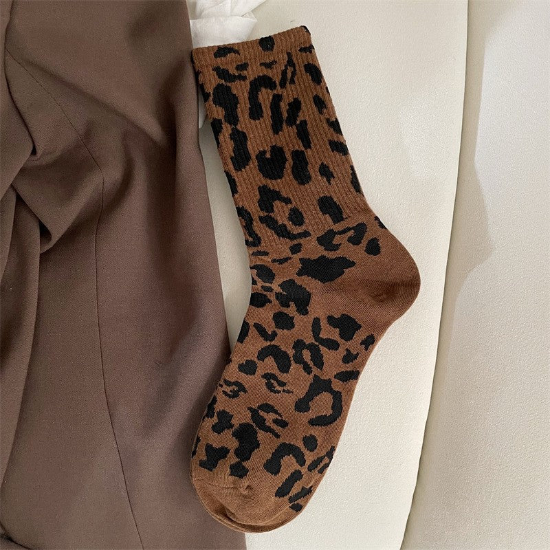 Women's Leopard Print Crew Socks
