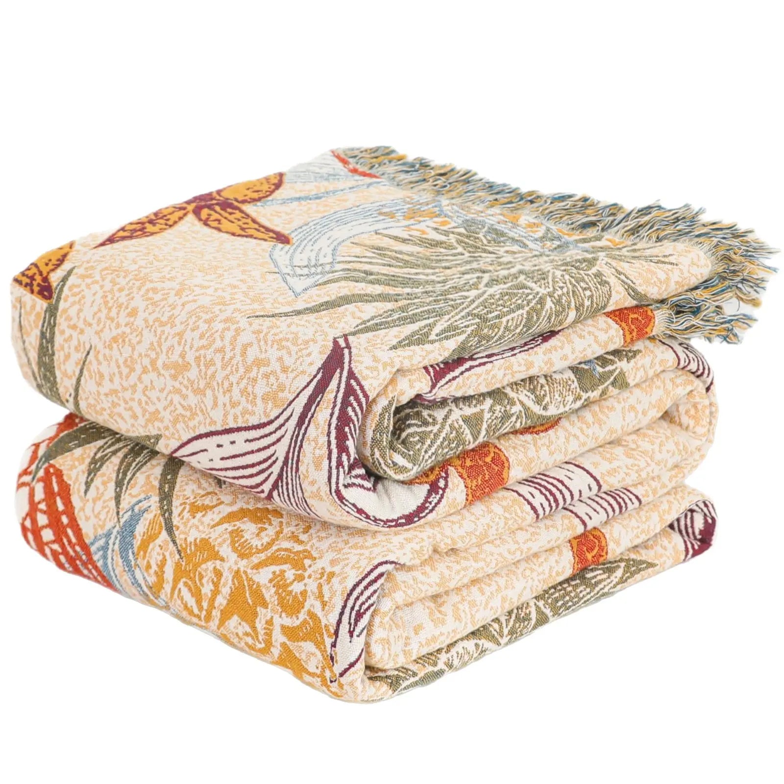Butterfly Floral Reversible Cotton Blanket