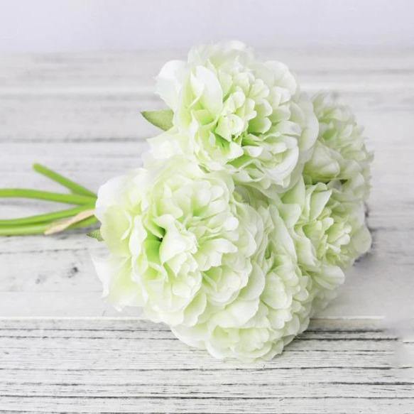 5-Pack Silk Faux Roses Artificial Flowers Green