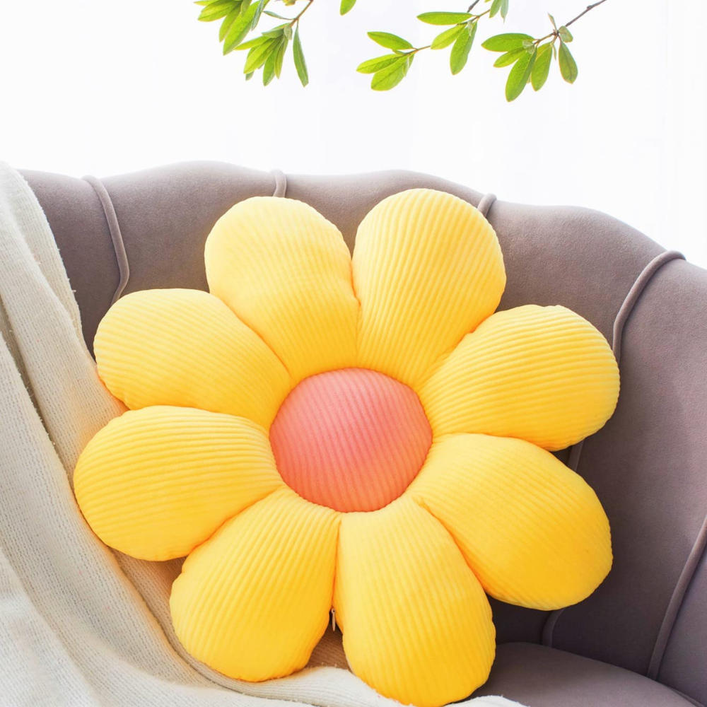Petal Plush Pillows Small (37cm x 37cm 14.6in x 14.6in) Yellow