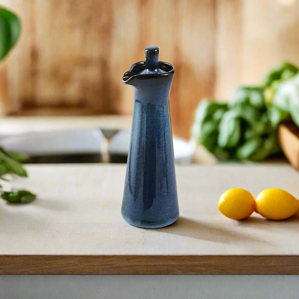 Japanese-Inspired Ceramic Condiment Bottle Midnight Blue