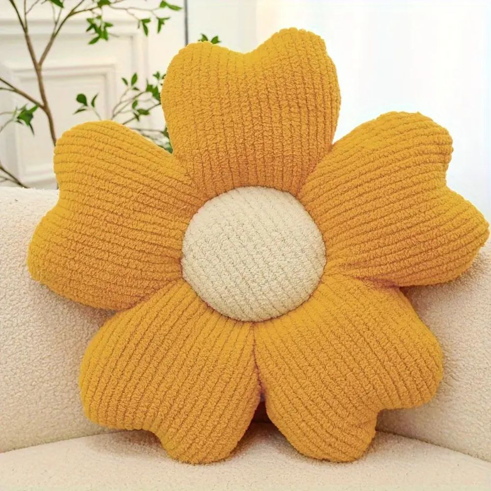 Flourish Flower Shaped Cushion Yellow 20"x20"