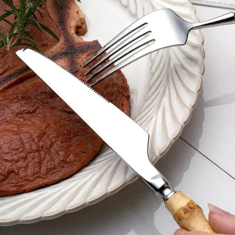 Takumi Bamboo Handle Cutlery Set - High Quality & Non Toxic Stainless Steel