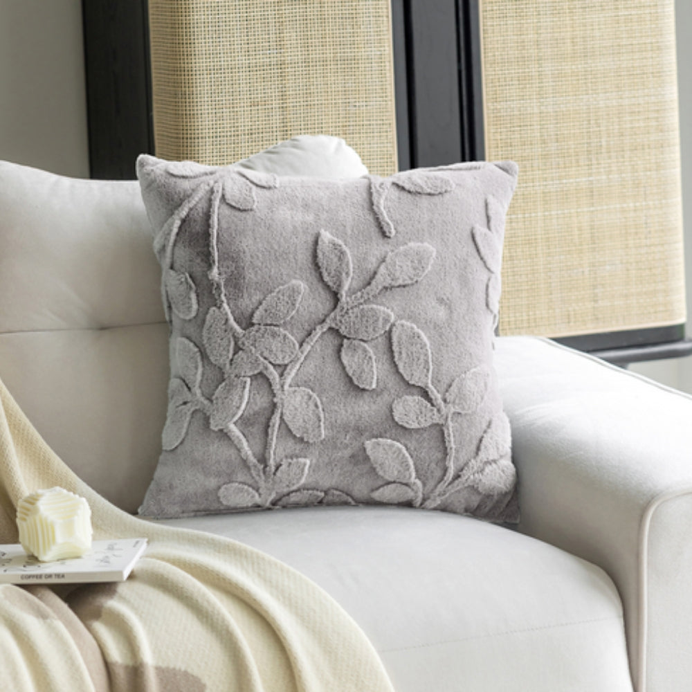 Branch-Pattern Cushion Cover Ash Taupe
