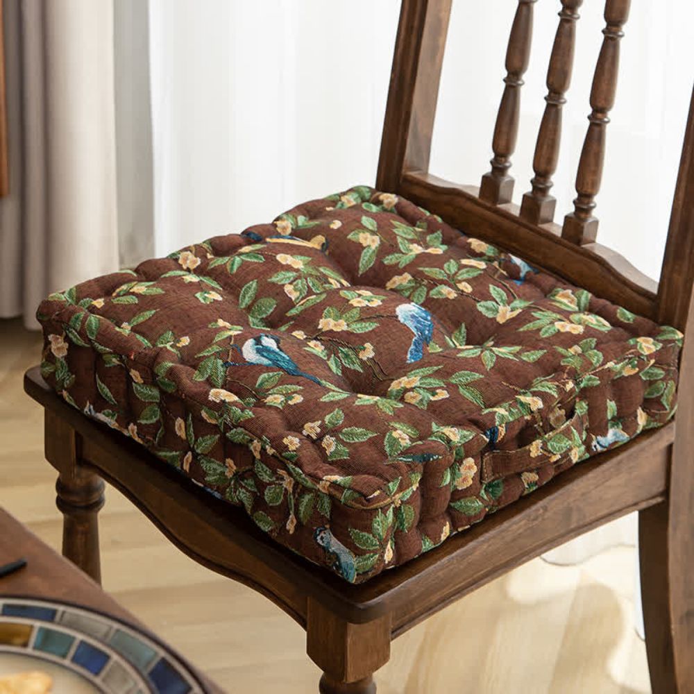 Whimsical Bird Leaf Cushion Brown 16.5"x16.5"x4"