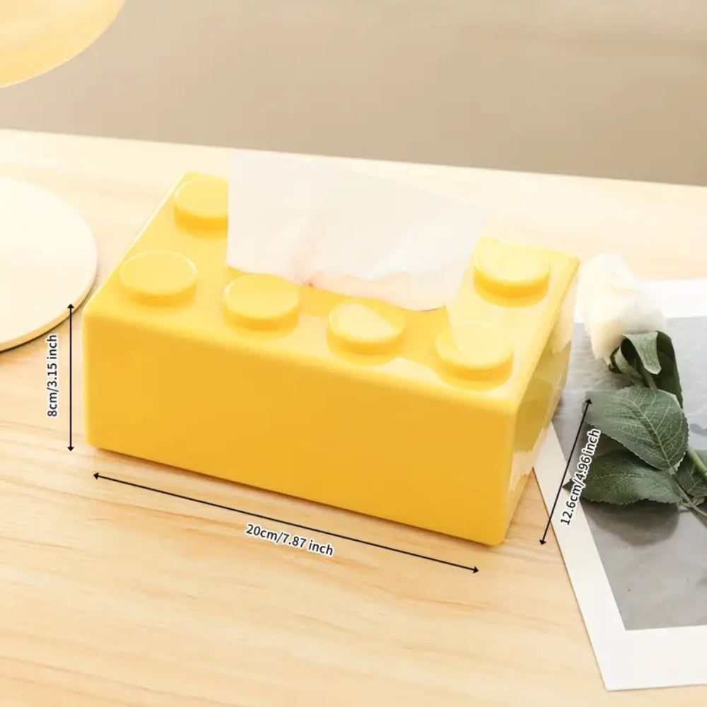 Playful Building Blocks Tissue Holder Yellow
