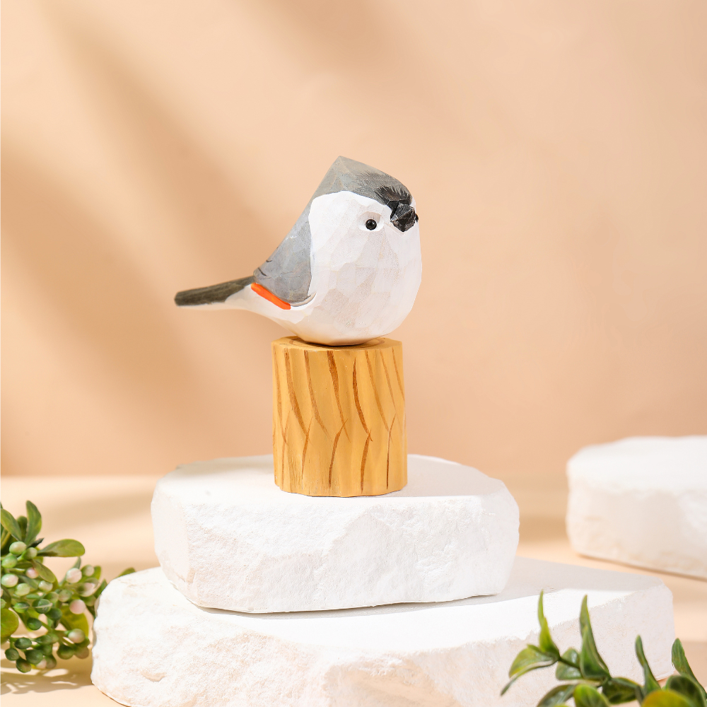 Miniature Bird Figurines Tufted Titmouse