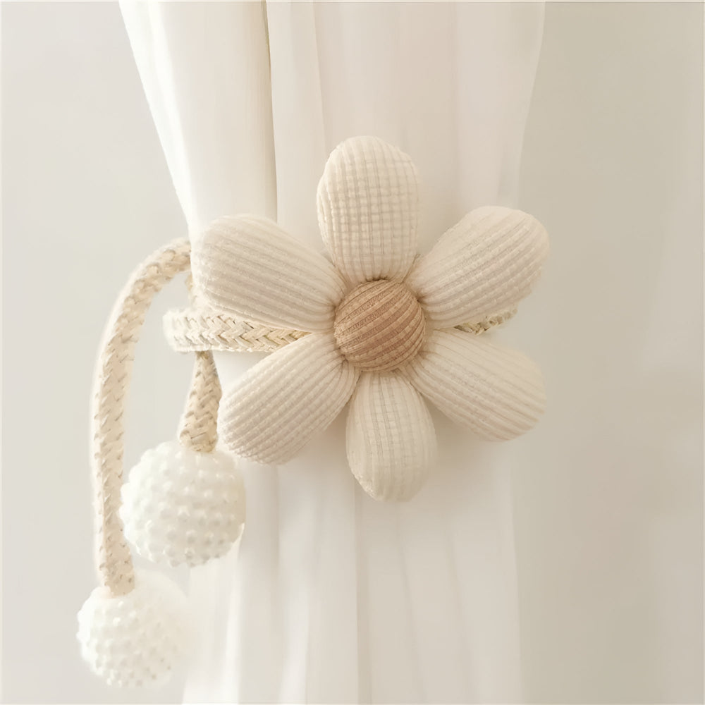 Whimsical Flower Curtain Tie Back Ivory Cream