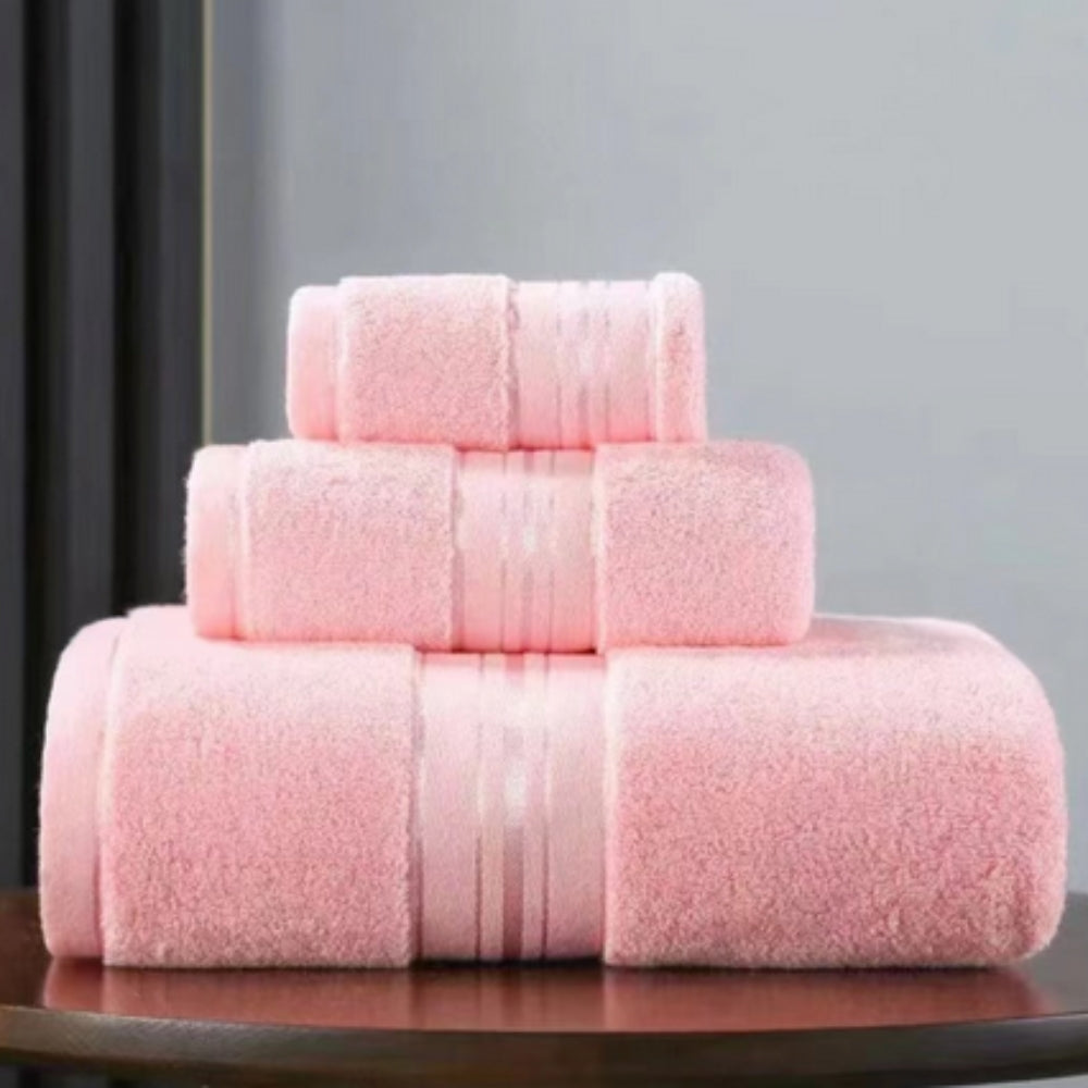 Cloud Comfort Egyptian Towel Set Peachy Pink 3 Piece Towel Set