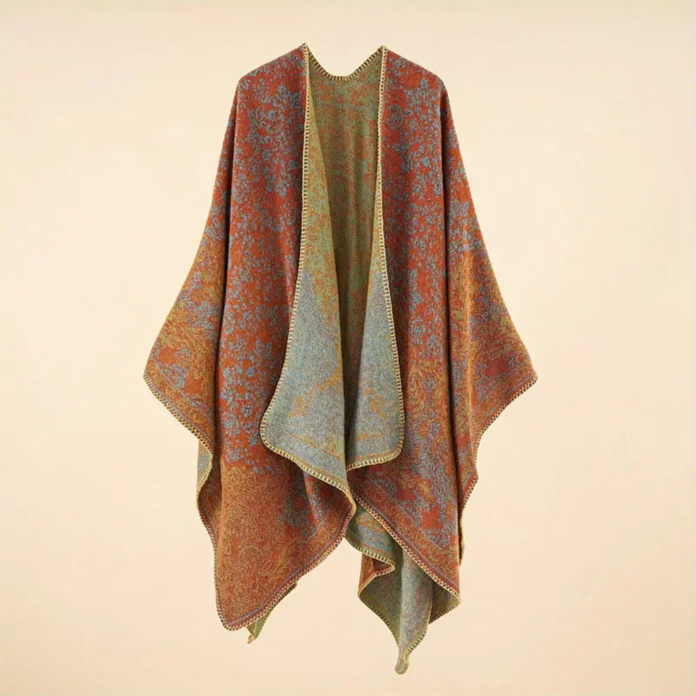 Baroque Pattern Warm Blanket Shawl Tangerine
