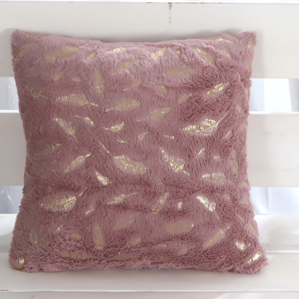 Golden Leaf Velvet Cushion Covers Rosy Dusk